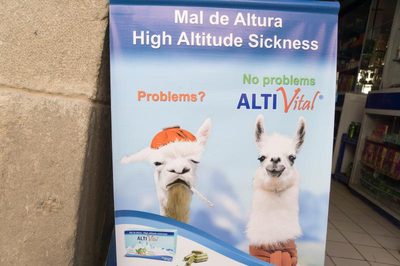 Publicité pour un médicament contre le mal des montagnes
